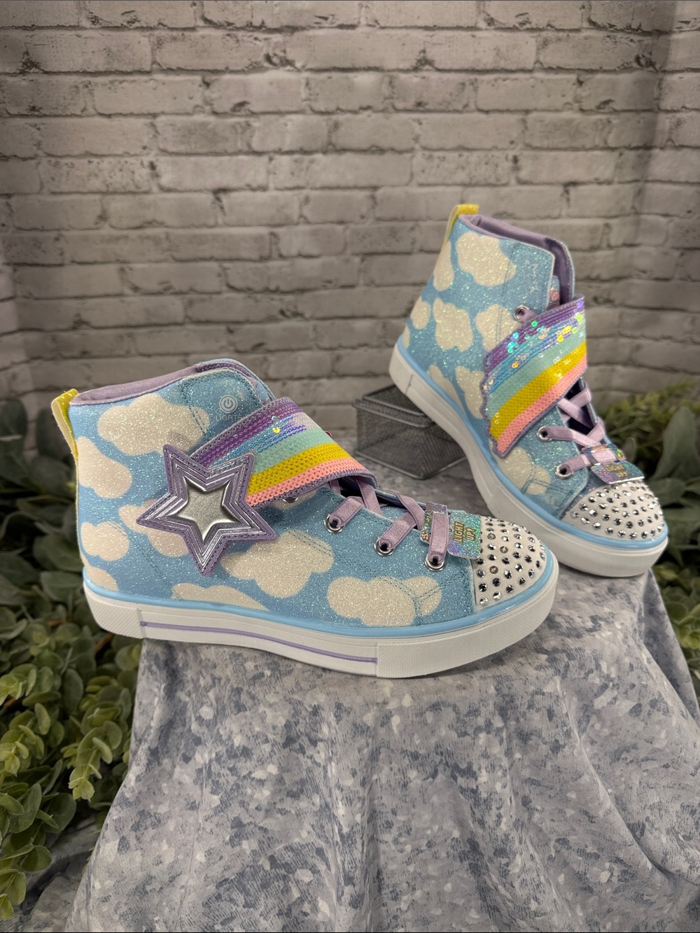 TWINKLE TOES by SKECHERS “Shooting Star” Light-up High-Top Sneakers Girl 3 ⭐️NWT